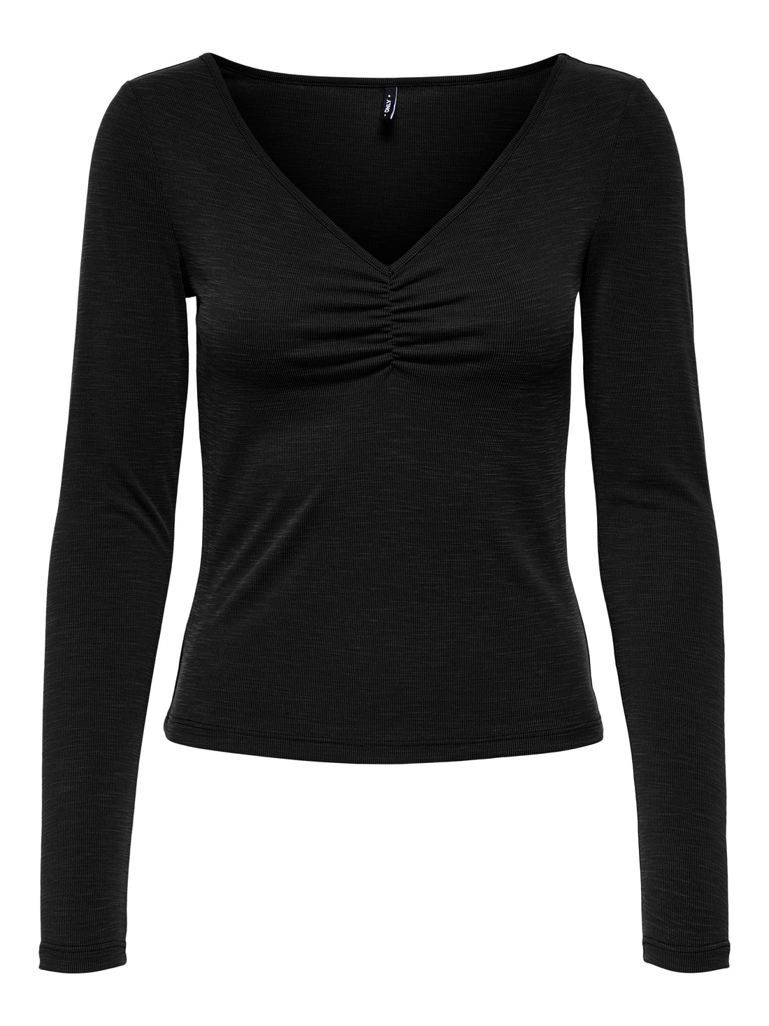 ONLY Plus Unisex Top Langarm V-Ausschnitt Knopf-Details Modal-Polyester