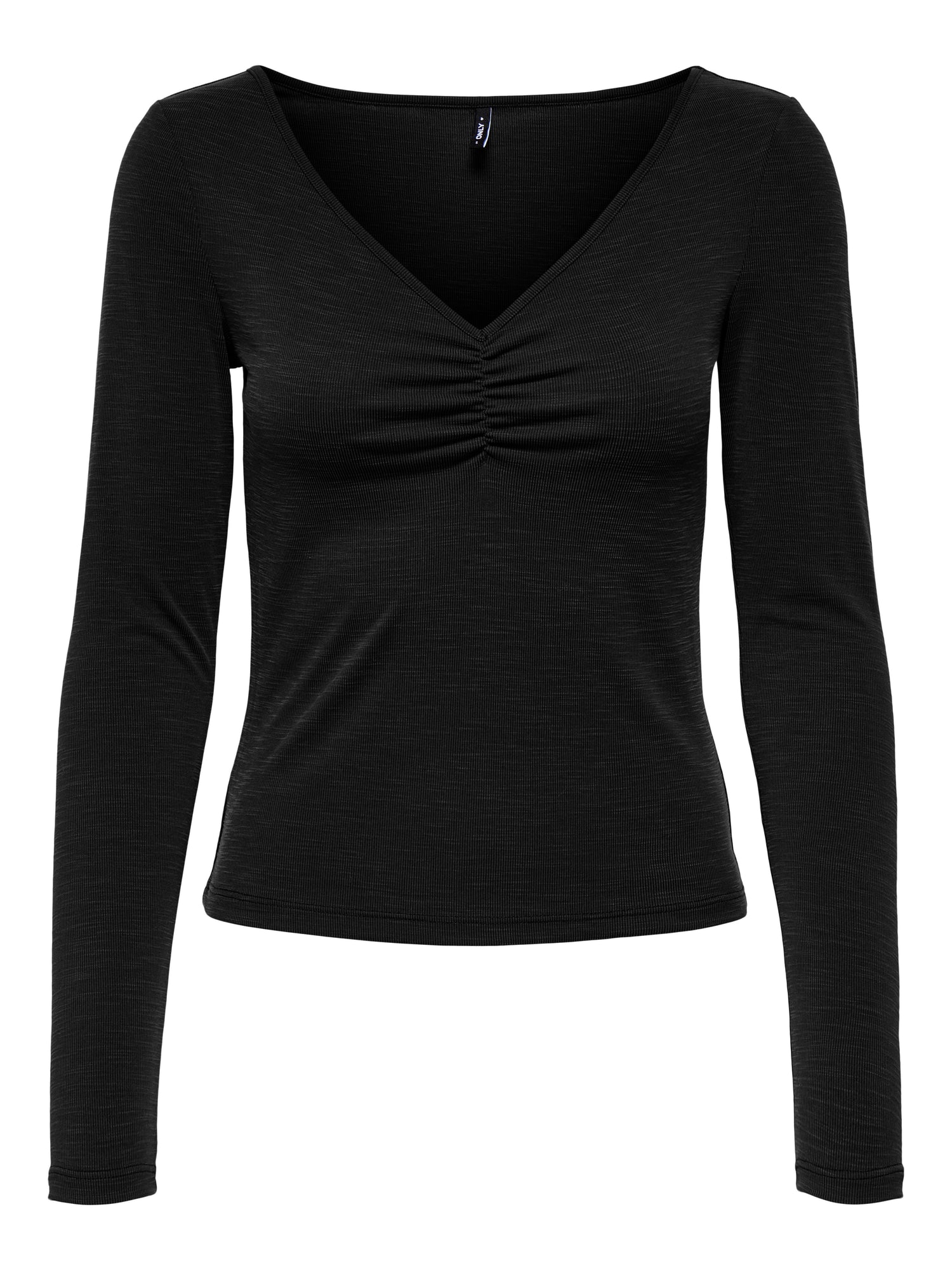 ONLY Plus Unisex Top Langarm V-Ausschnitt Knopf-Details Modal-Polyester