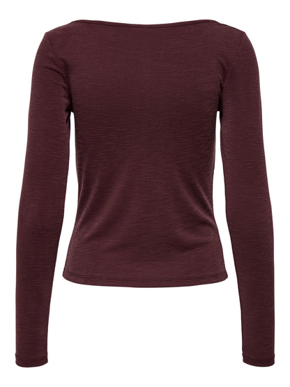 ONLY Plus Unisex Top Langarm V-Ausschnitt Knopf-Details Modal-Polyester
