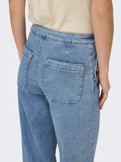 ONLY Wide Fit Damen Jeans Hohe Taille Dehnbare Denim-Hose