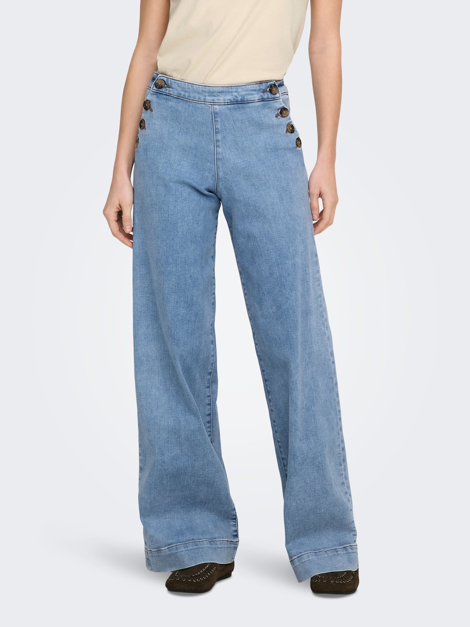 ONLY Wide Fit Damen Jeans Hohe Taille Dehnbare Denim-Hose