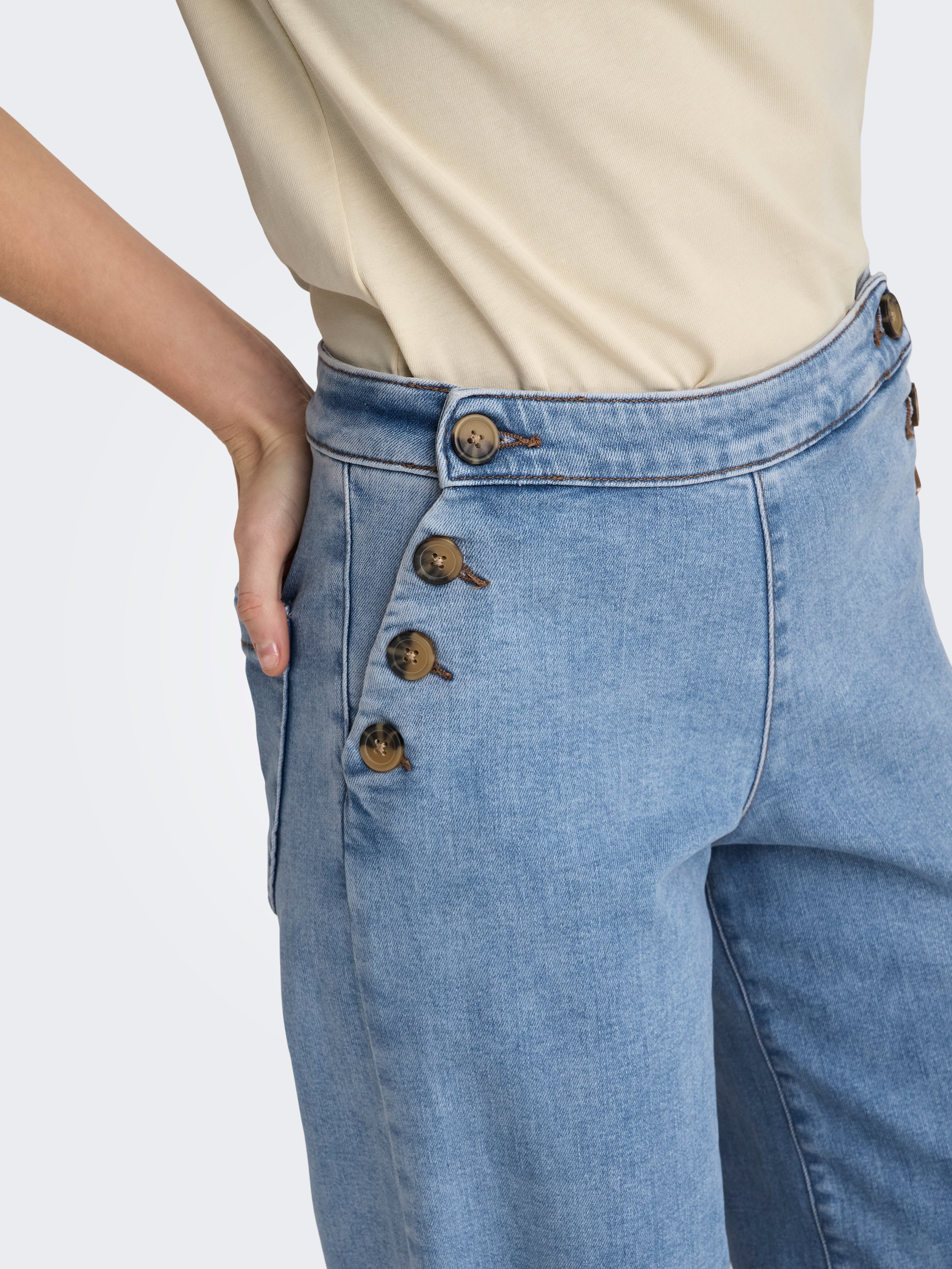ONLY Wide Fit Damen Jeans Hohe Taille Dehnbare Denim-Hose