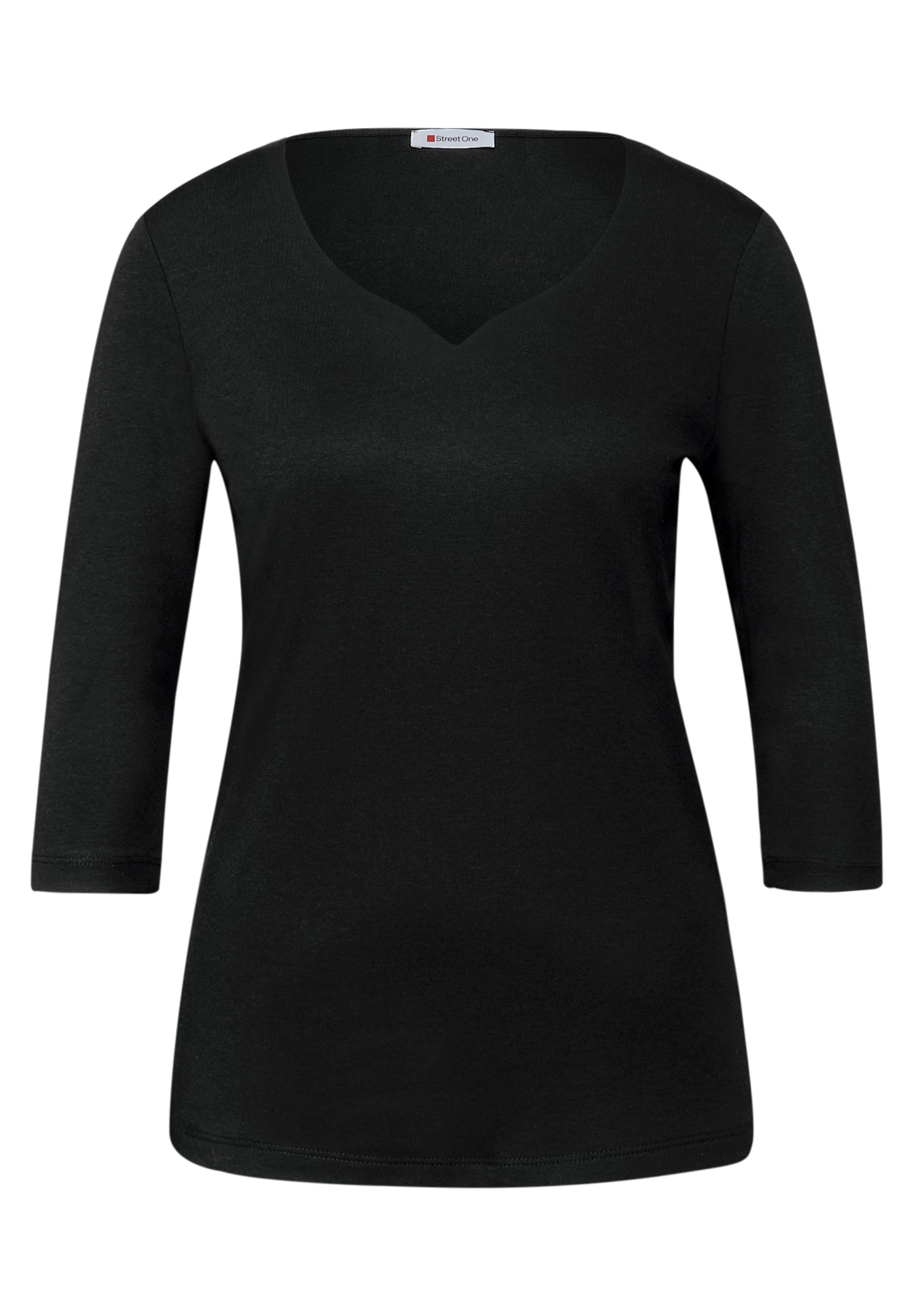 Street One Damen Jerseyshirt Herzausschnitt 3/4-Arm Casual
