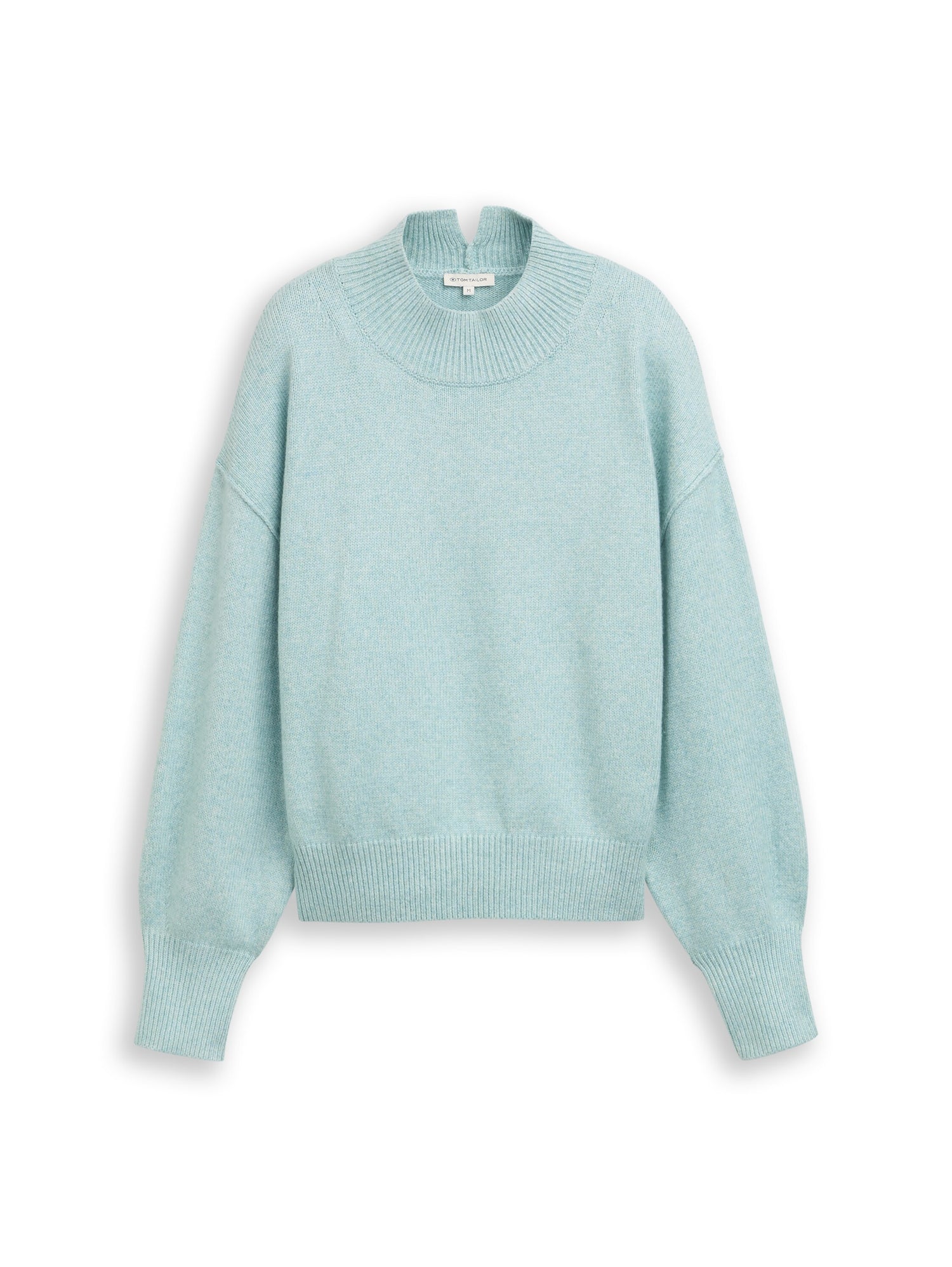TOM TAILOR Pullover Damen Stehkragen Schlitz Rippbündchen Lockerer Schnitt