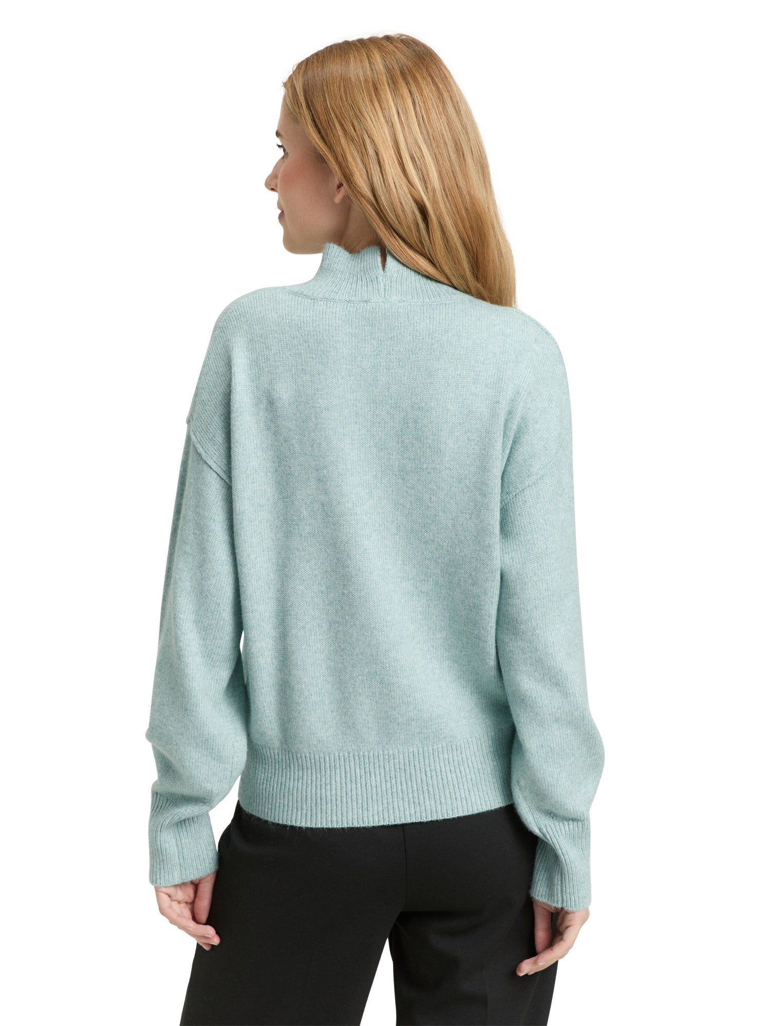 TOM TAILOR Pullover Damen Stehkragen Schlitz Rippbündchen Lockerer Schnitt
