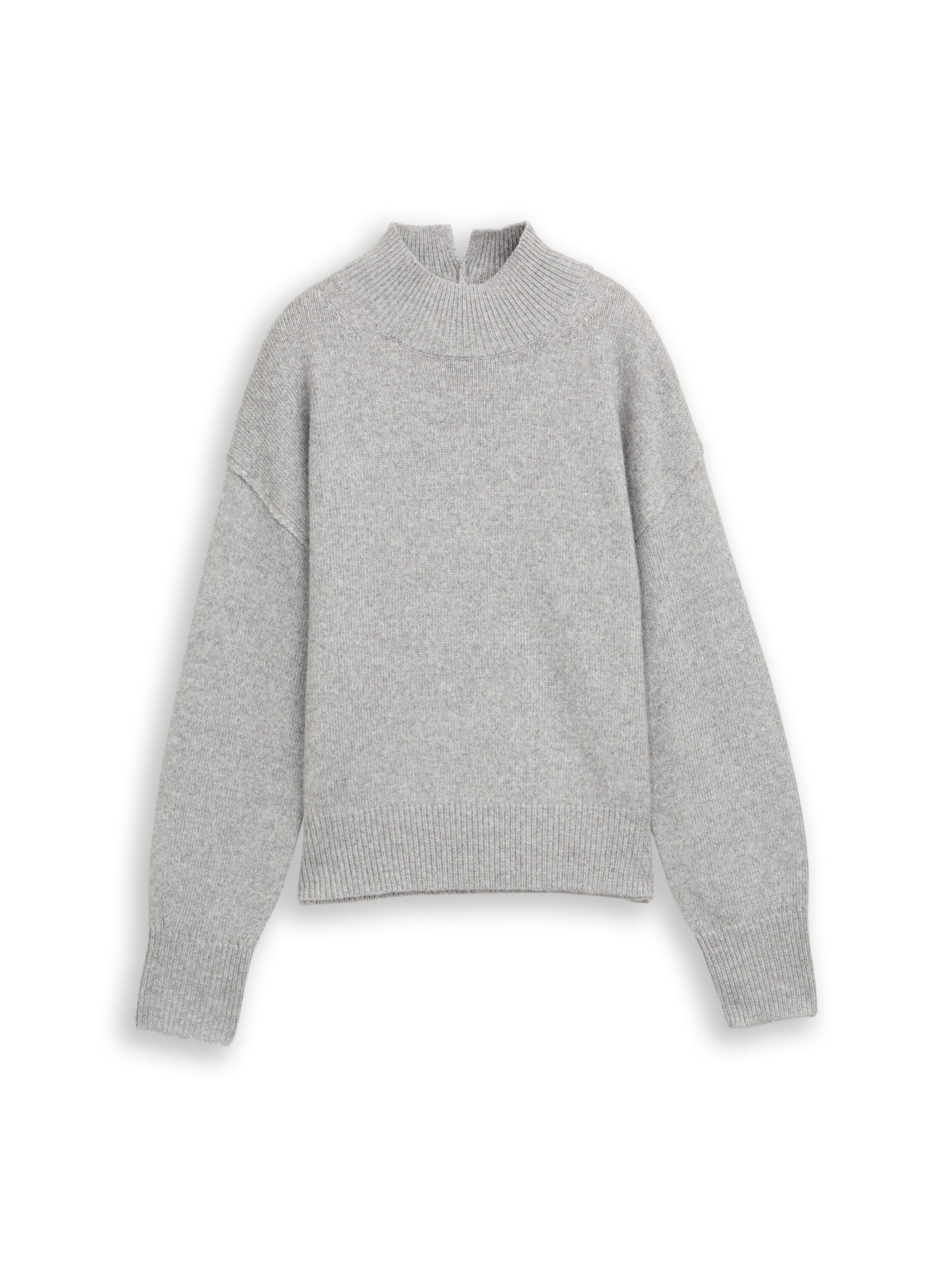 TOM TAILOR Pullover Damen Stehkragen Schlitz Rippbündchen Lockerer Schnitt