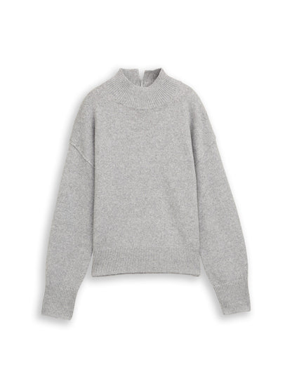 TOM TAILOR Pullover Damen Stehkragen Schlitz Rippbündchen Lockerer Schnitt