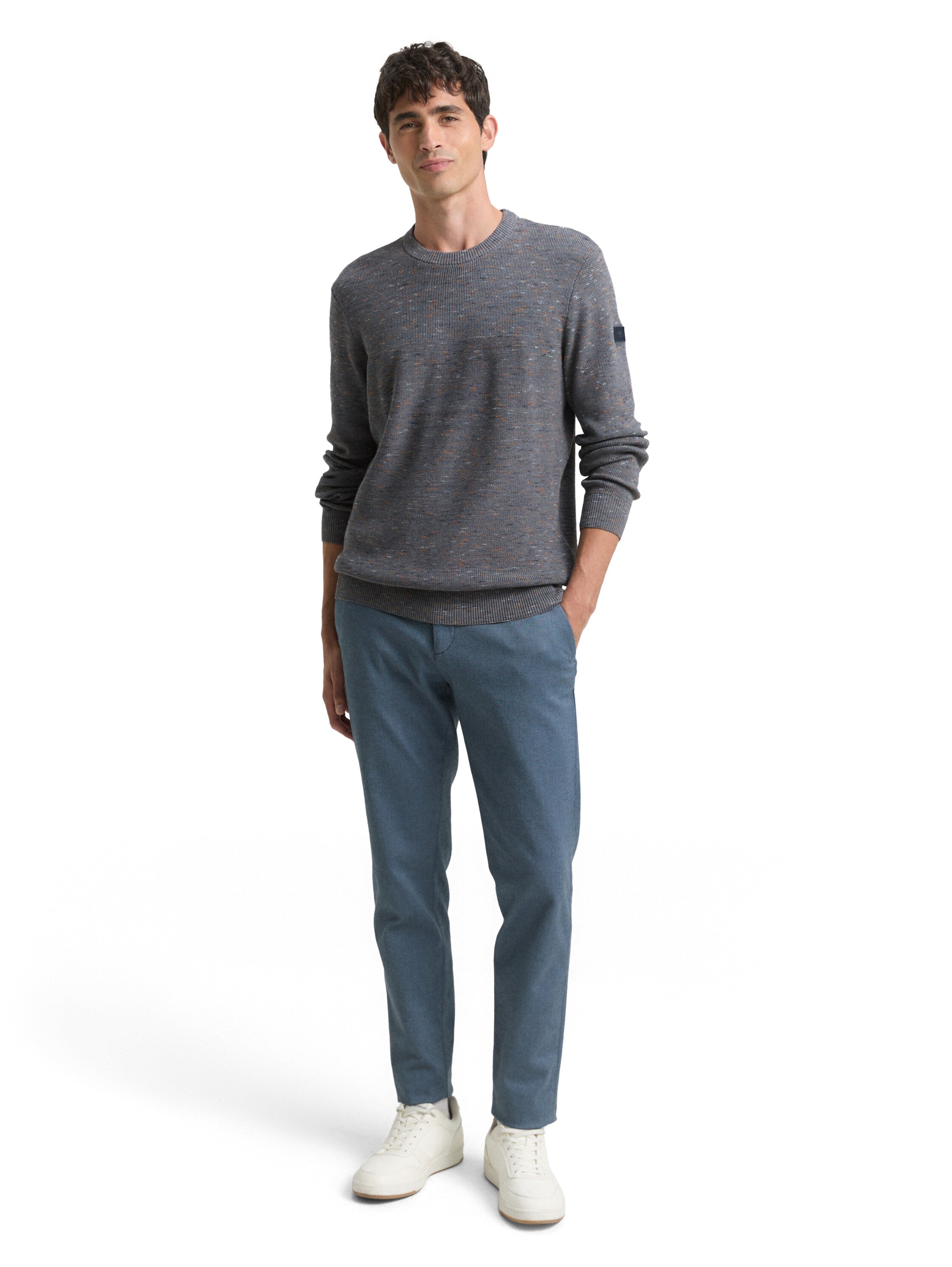 Tom Tailor Denim Herren Pullover Rippbündchen Logo-Badge Baumwolle Polyester