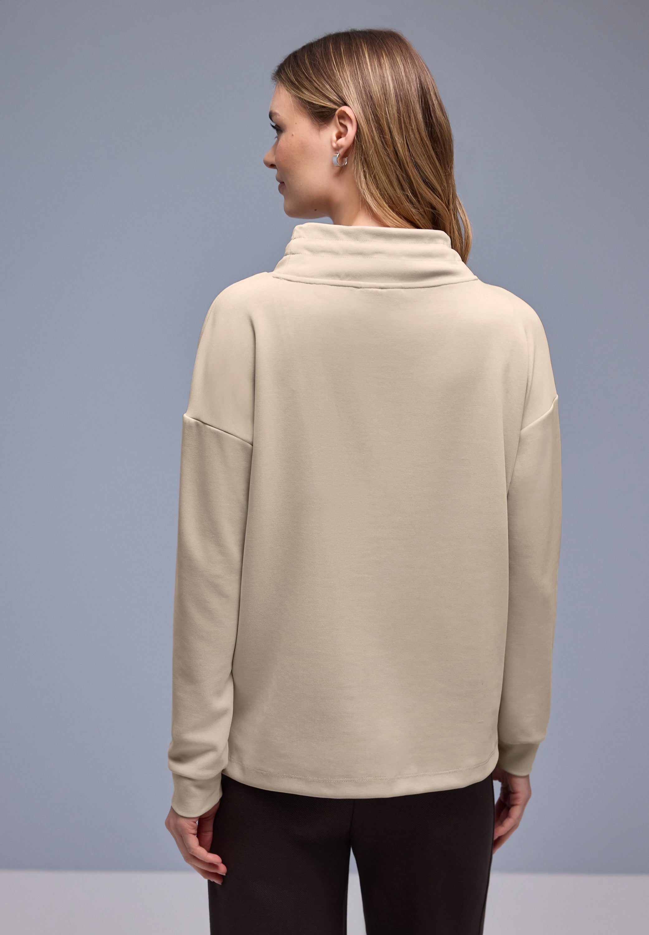 Street One Damen Langarmshirt Turtleneck Seidiger Glanz Modal Polyester Elasthan
