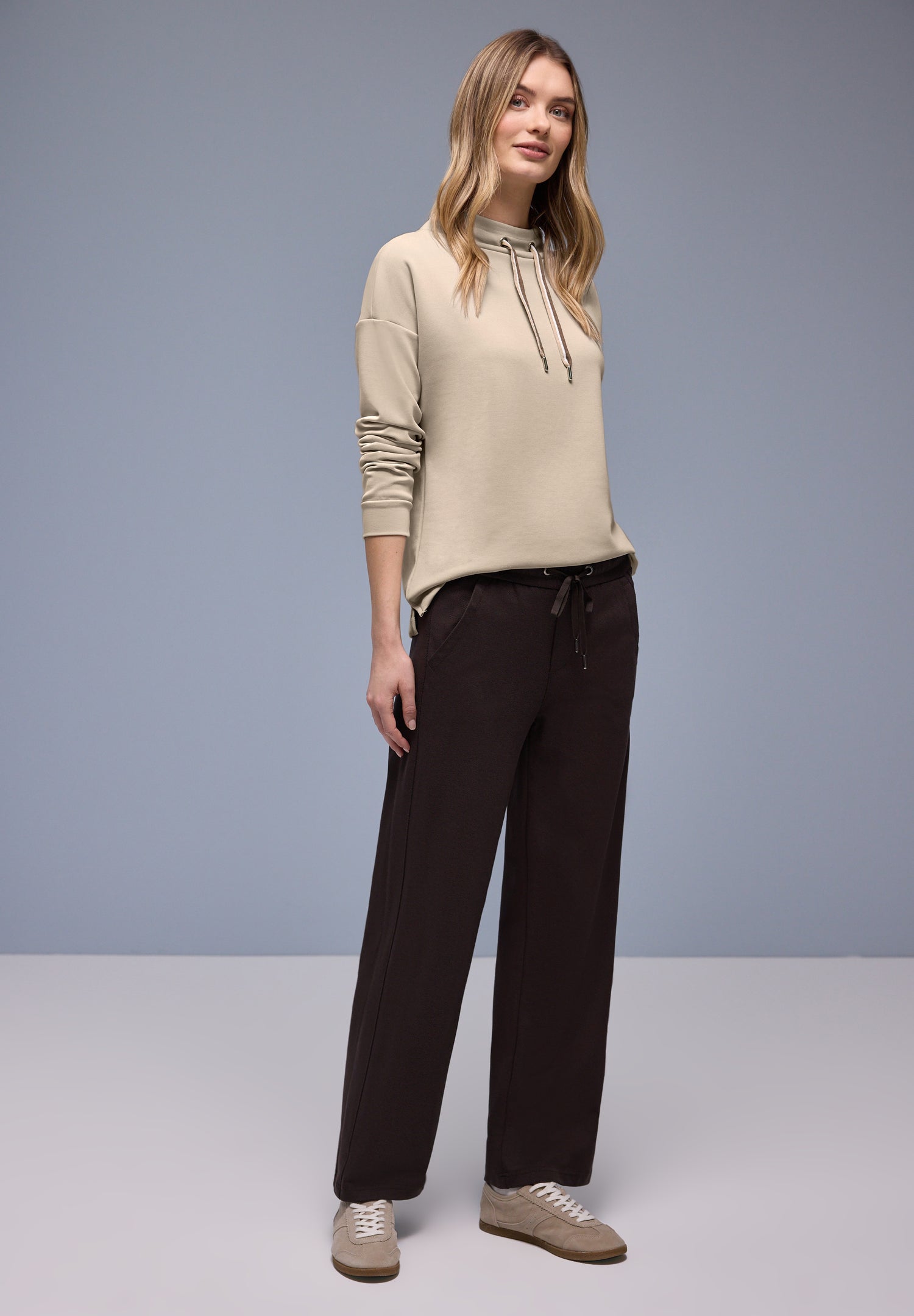 Street One Damen Langarmshirt Turtleneck Seidiger Glanz Modal Polyester Elasthan