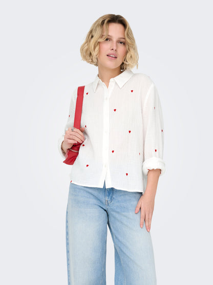 ONLY Hemd Teenager Langarm Hemdkragen Baumwolle