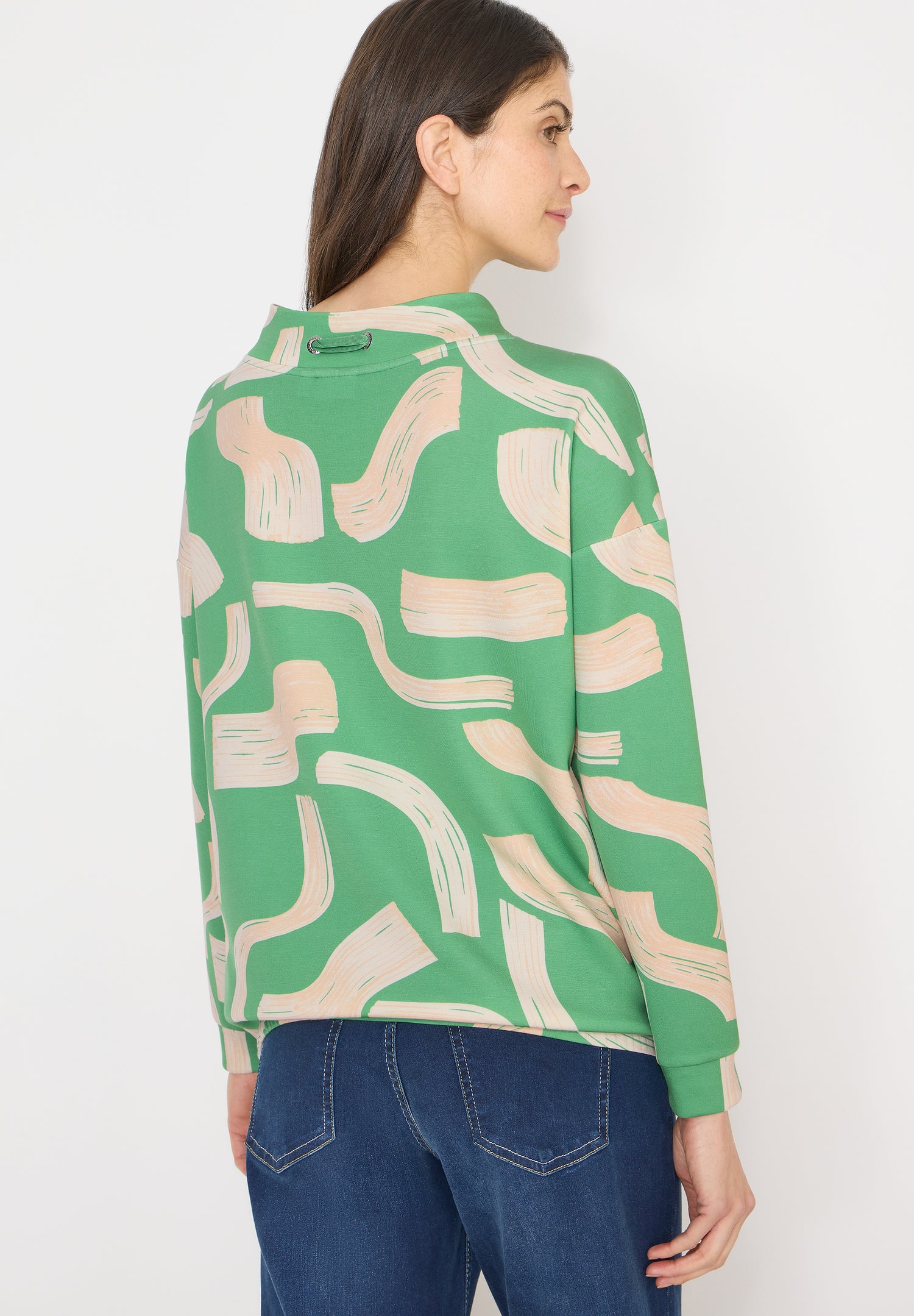 CECIL Damen Langarmshirt Grafisches Muster Elastischer Saum