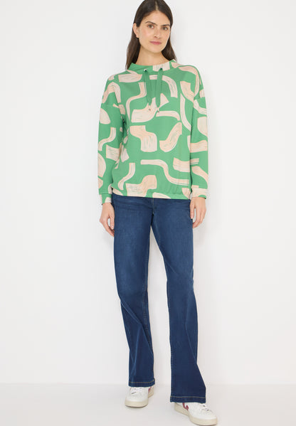 CECIL Damen Langarmshirt Grafisches Muster Elastischer Saum