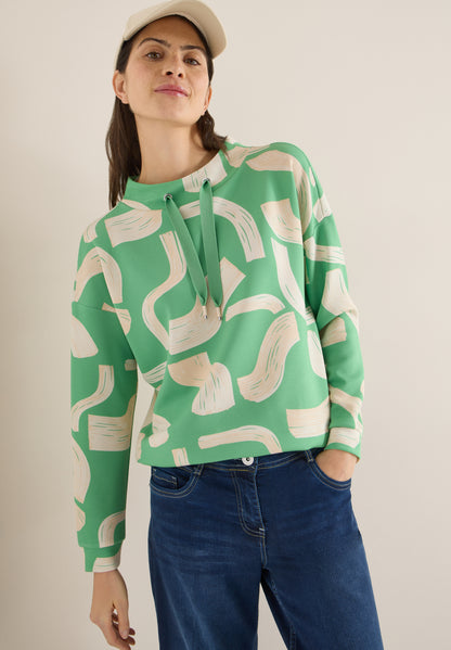 CECIL Damen Langarmshirt Grafisches Muster Elastischer Saum