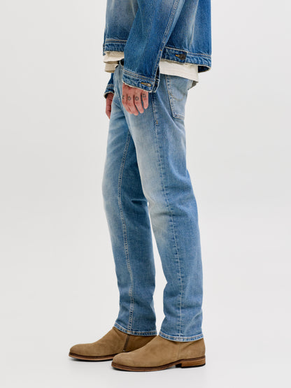 Jack &amp; Jones Classic Mid Rise Tapered Fit Jeans Stonewashed Used-Look