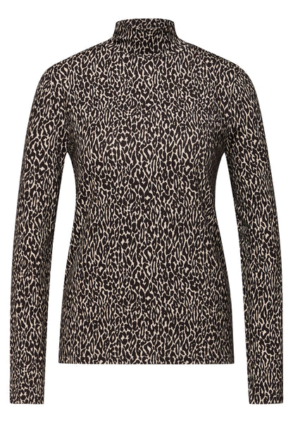 Street One Damen Langarmshirt Turtleneck Animal Print Viskosemix