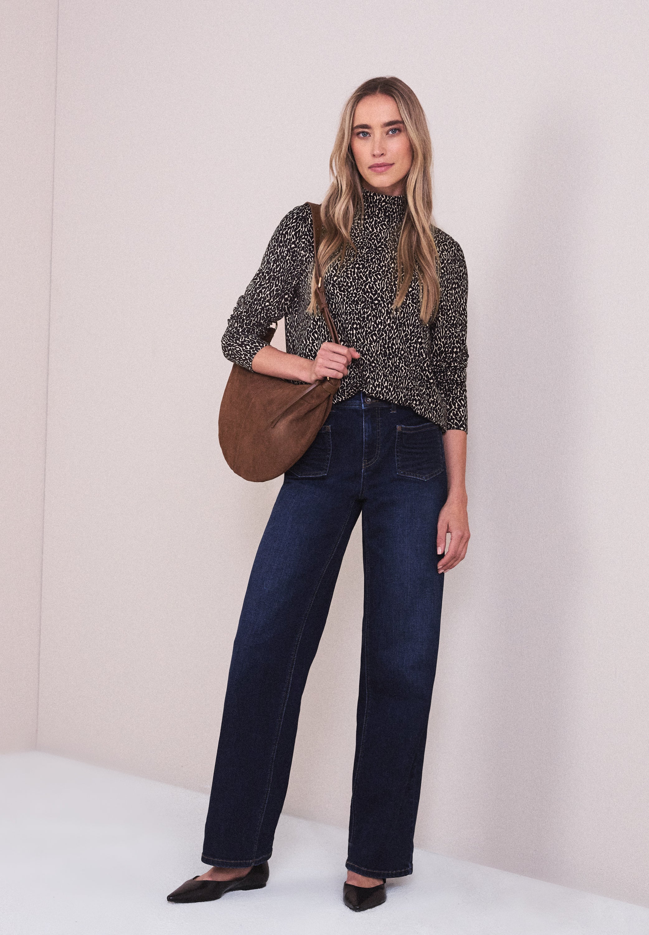 Street One Damen Langarmshirt Turtleneck Animal Print Viskosemix