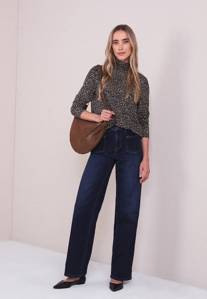 Street One Damen Langarmshirt Turtleneck Animal Print Viskosemix
