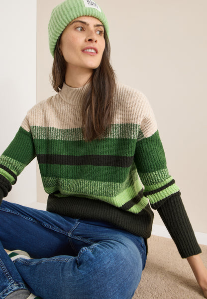 CECIL Damen Strickpullover Turtleneck Langarm Baumwollmix