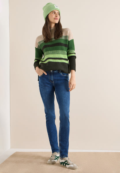 CECIL Damen Strickpullover Turtleneck Langarm Baumwollmix