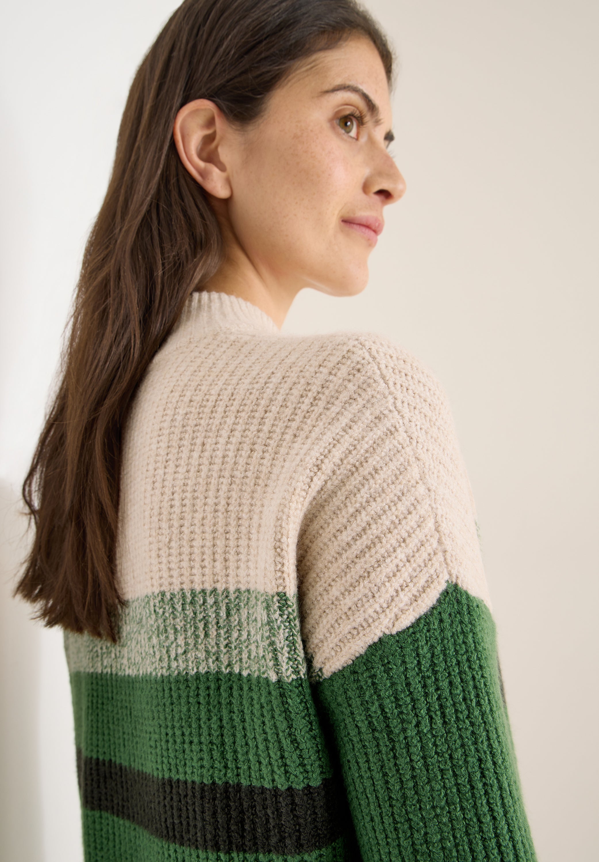 CECIL Damen Strickpullover Turtleneck Langarm Baumwollmix