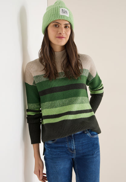 CECIL Damen Strickpullover Turtleneck Langarm Baumwollmix
