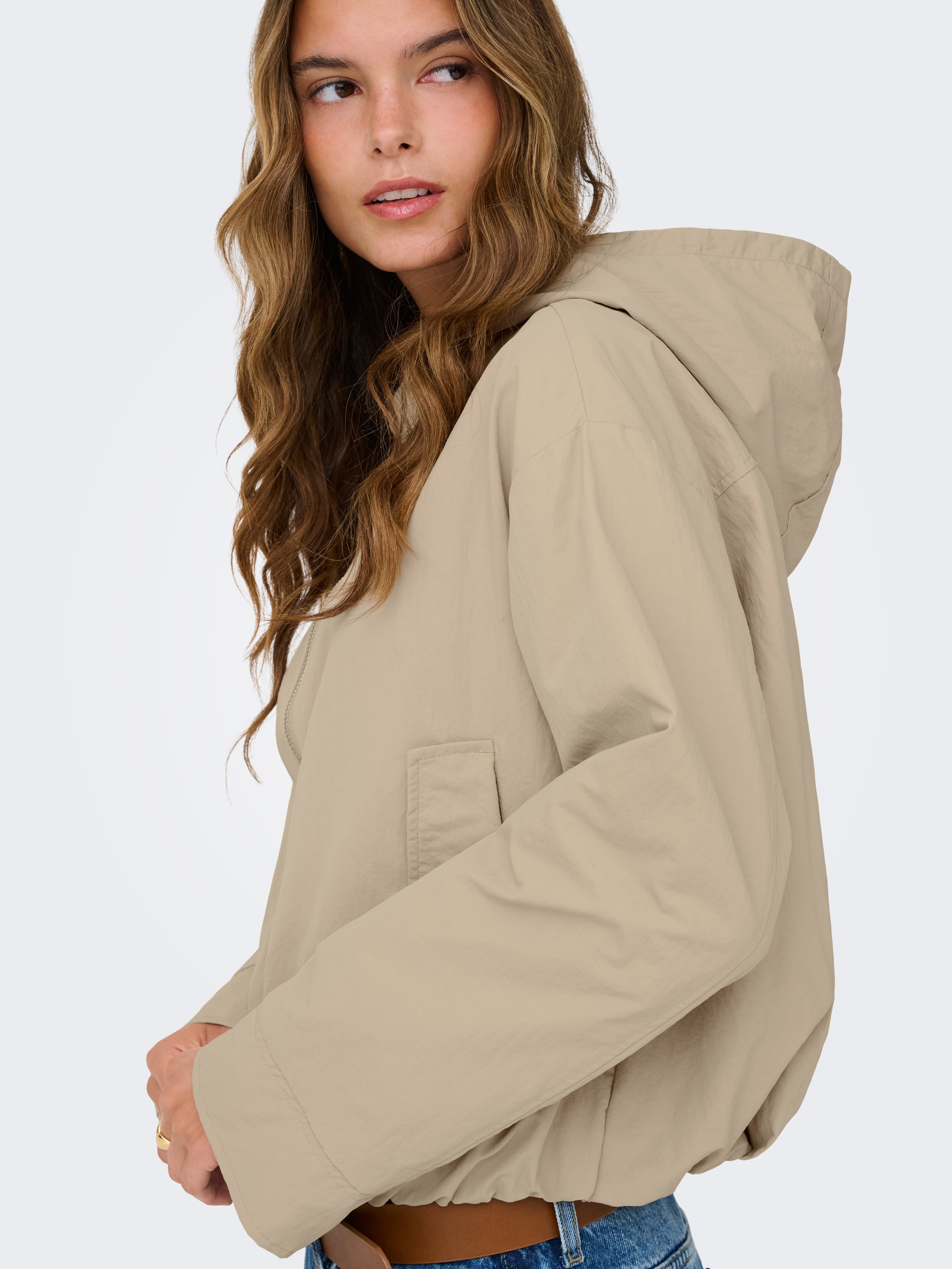 ONLY Damen Jacke mit Kapuze Langarm Reißverschluss aus Nylon