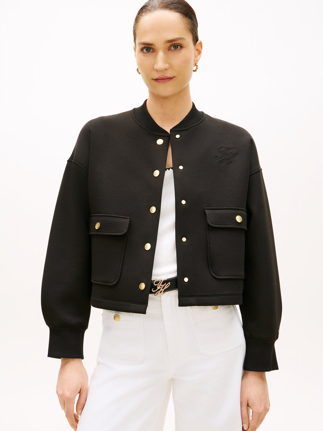 TOMMY HILFIGER Sportswear Division Damen Hose Komfort Stretch Schwarz