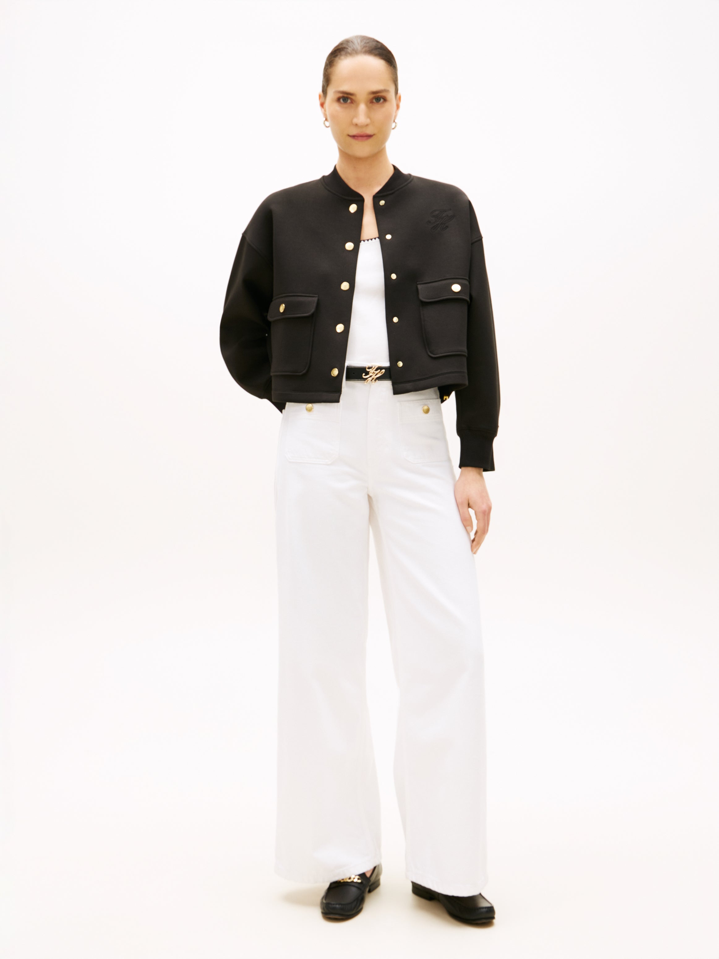 TOMMY HILFIGER Sportswear Division Damen Hose Komfort Stretch Schwarz