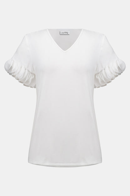 Joseph Ribkoff Jersey-Oberteil Damen V-Ausschnitt Laser-Cut