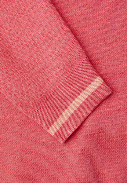 Street One Damen Feinstrickpullover Kontrastdetails Rundhalsausschnitt Viskosemix