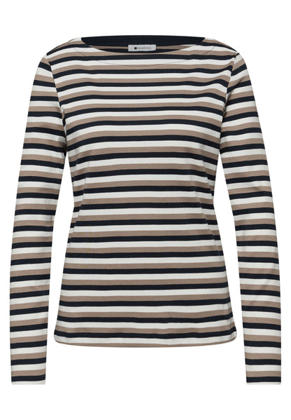 Street One Damen Baumwollshirt U-Boot-Ausschnitt Casual Basic