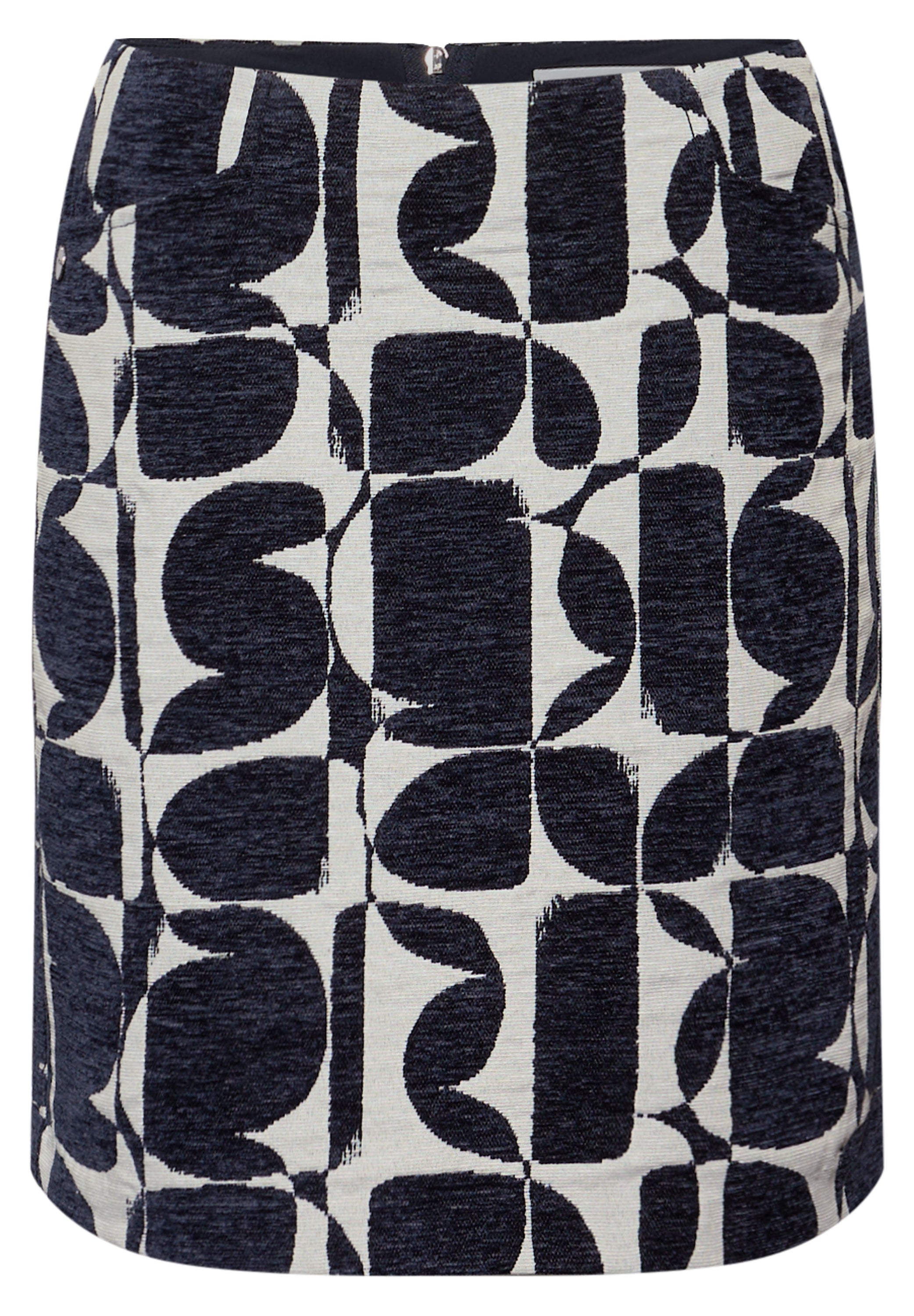 Street One Damen Jacquard Rock Maja Mid Waist Zipper Knielang