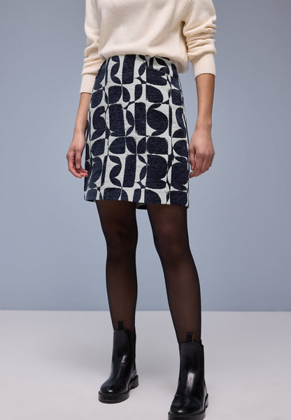 Street One Damen Jacquard Rock Maja Mid Waist Zipper Knielang