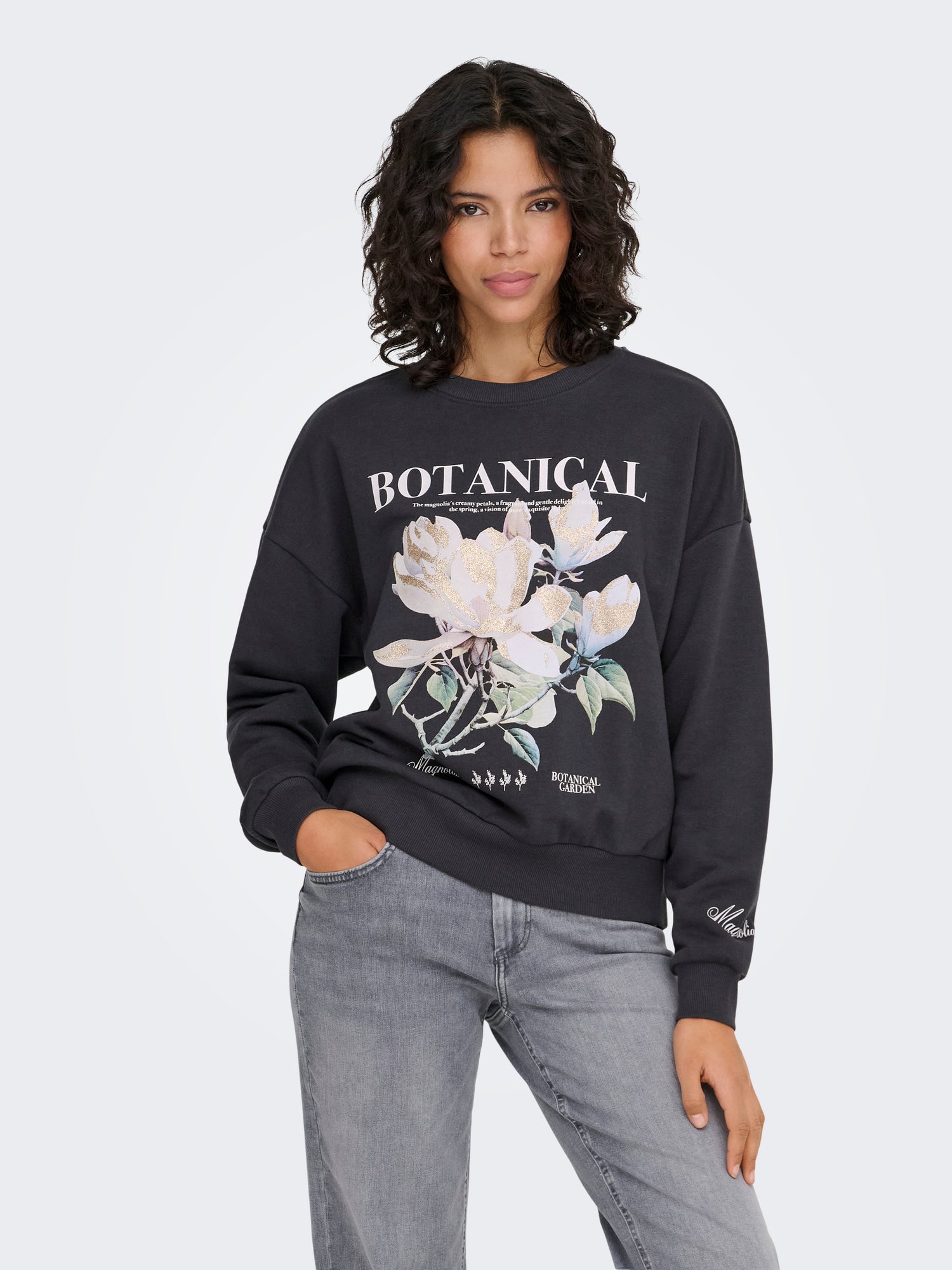 ONLY Basic Teenager Sweatshirt Rundhals Langarm Print Locker geschnitten 60 % Baumwolle 40 % Polyester