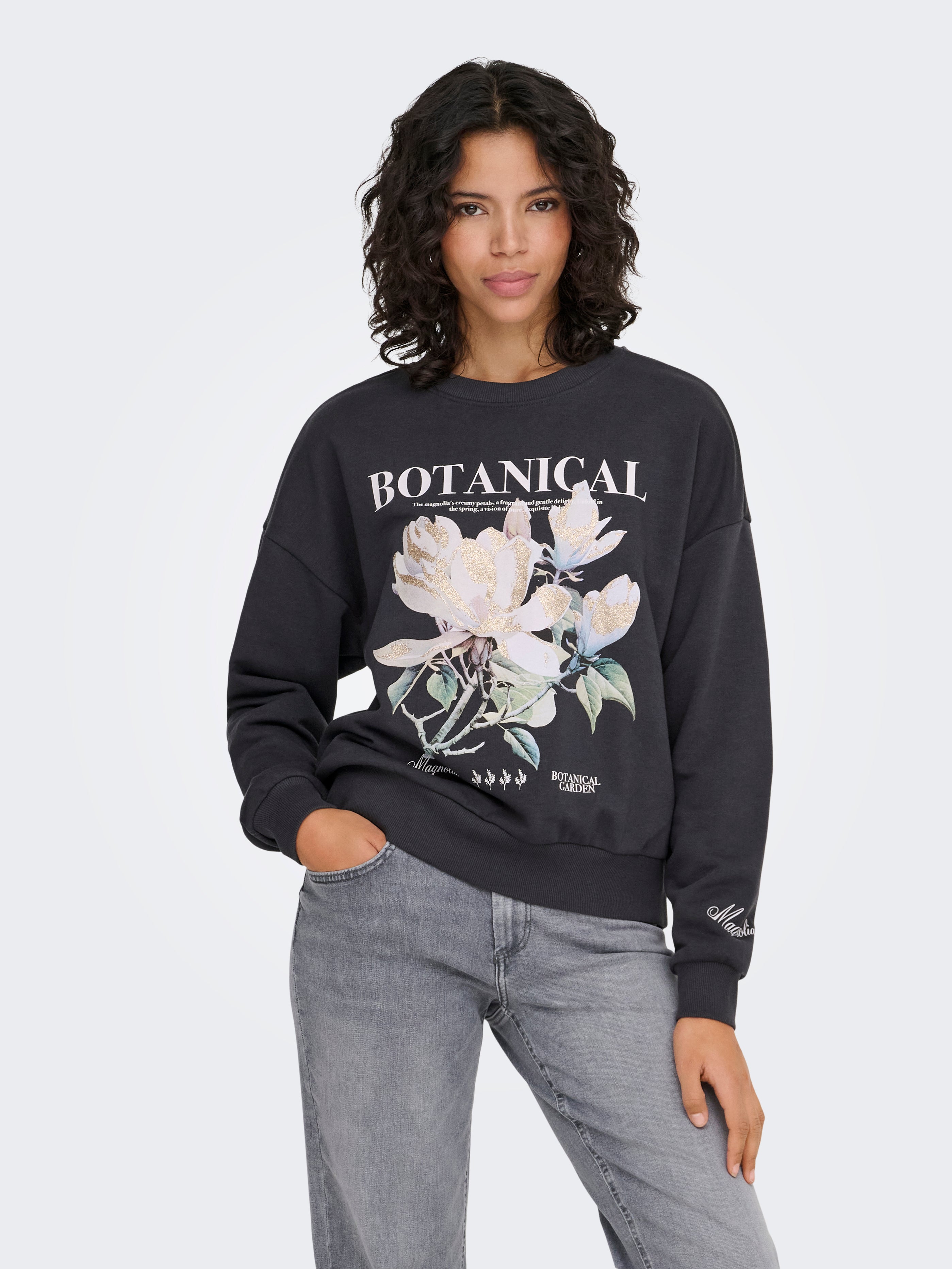 ONLY Basic Teenager Sweatshirt Rundhals Langarm Print Locker geschnitten 60 % Baumwolle 40 % Polyester