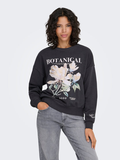 ONLY Basic Teenager Sweatshirt Rundhals Langarm Print Locker geschnitten 60 % Baumwolle 40 % Polyester
