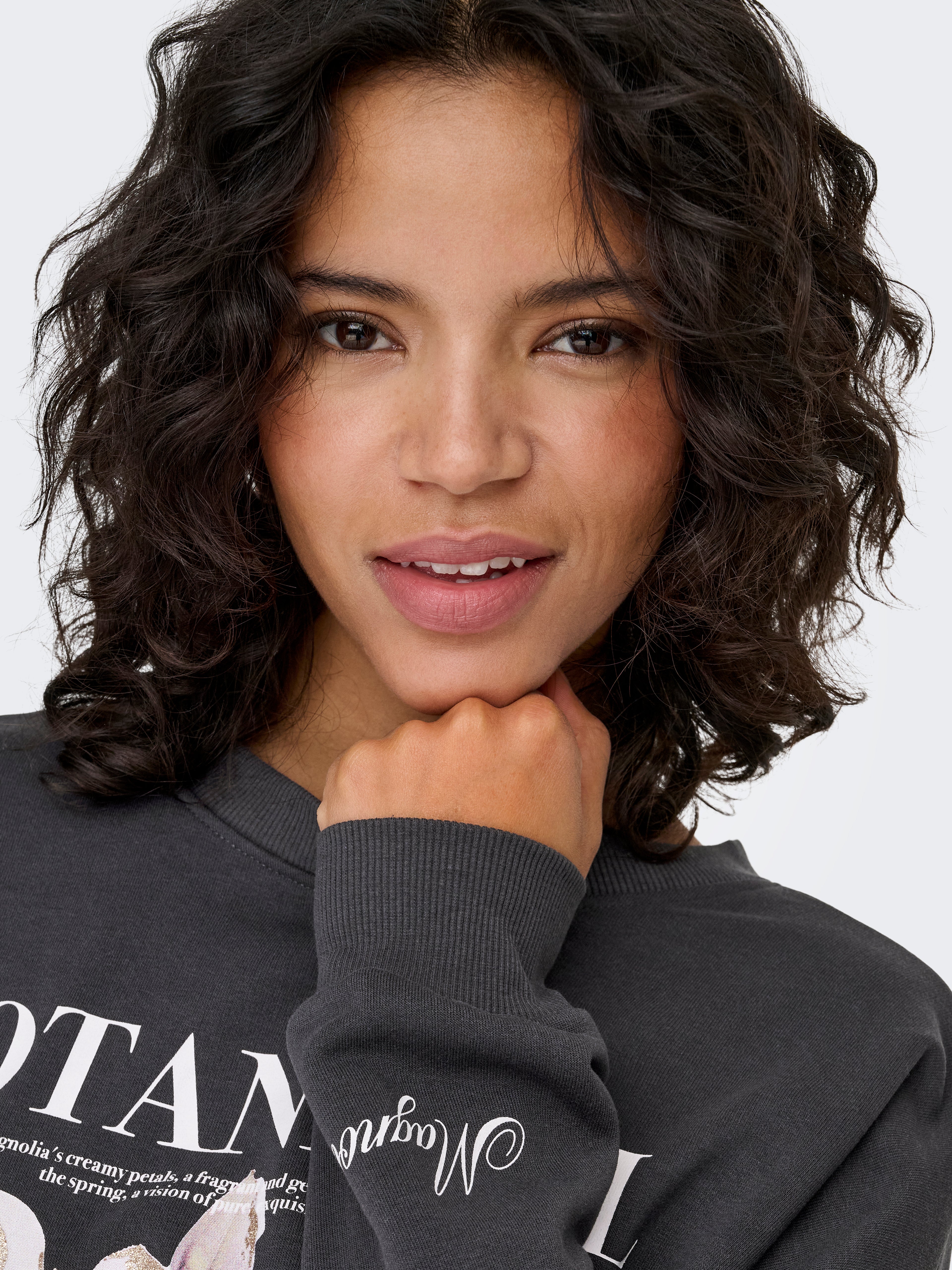 ONLY Basic Teenager Sweatshirt Rundhals Langarm Print Locker geschnitten 60 % Baumwolle 40 % Polyester