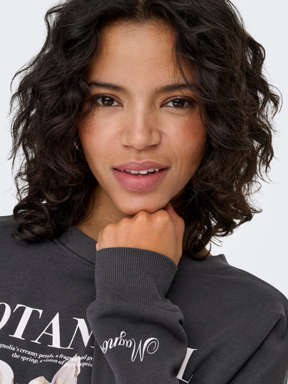 ONLY Basic Teenager Sweatshirt Rundhals Langarm Print Locker geschnitten 60 % Baumwolle 40 % Polyester