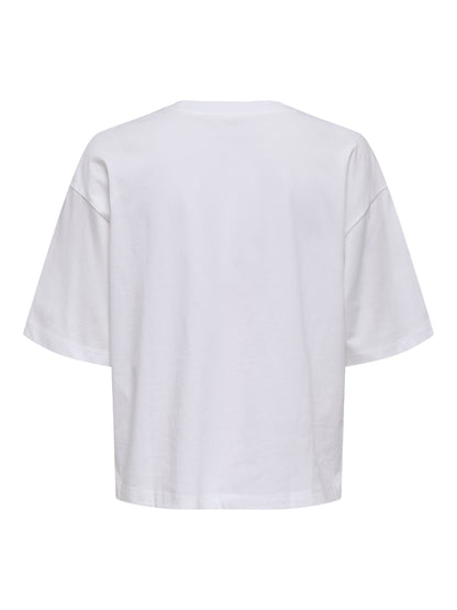 ONLY Basic Teenager T-Shirt Rundhals Kurzarm Extra lang Normal geschnitten Baumwolle