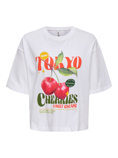 ONLY Basic Teenager T-Shirt Rundhals Kurzarm Extra lang Normal geschnitten Baumwolle