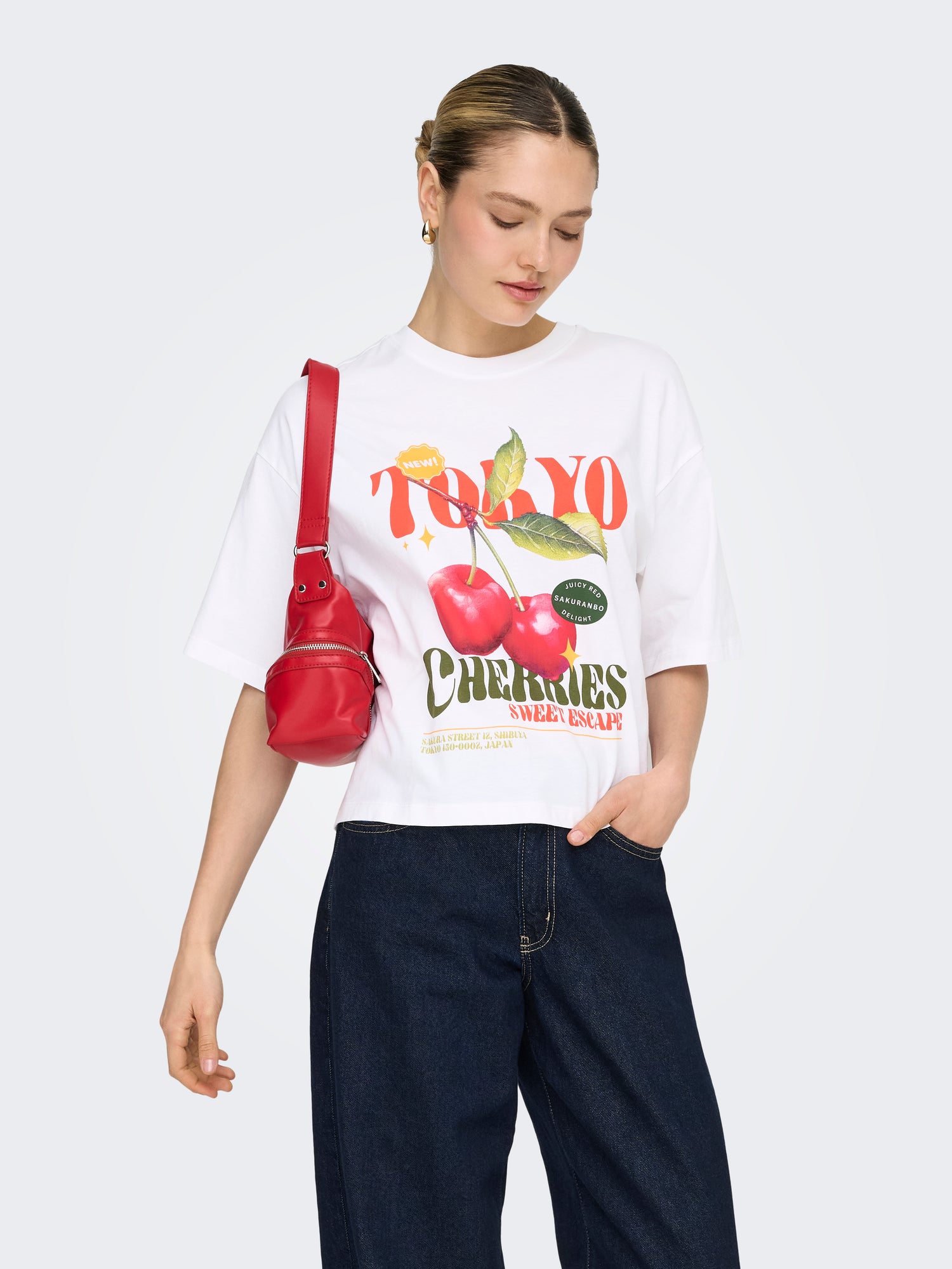 ONLY Basic Teenager T-Shirt Rundhals Kurzarm Extra lang Normal geschnitten Baumwolle