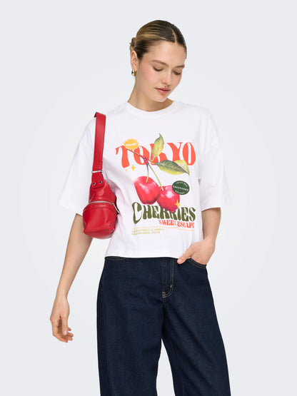 ONLY Basic Teenager T-Shirt Rundhals Kurzarm Extra lang Normal geschnitten Baumwolle