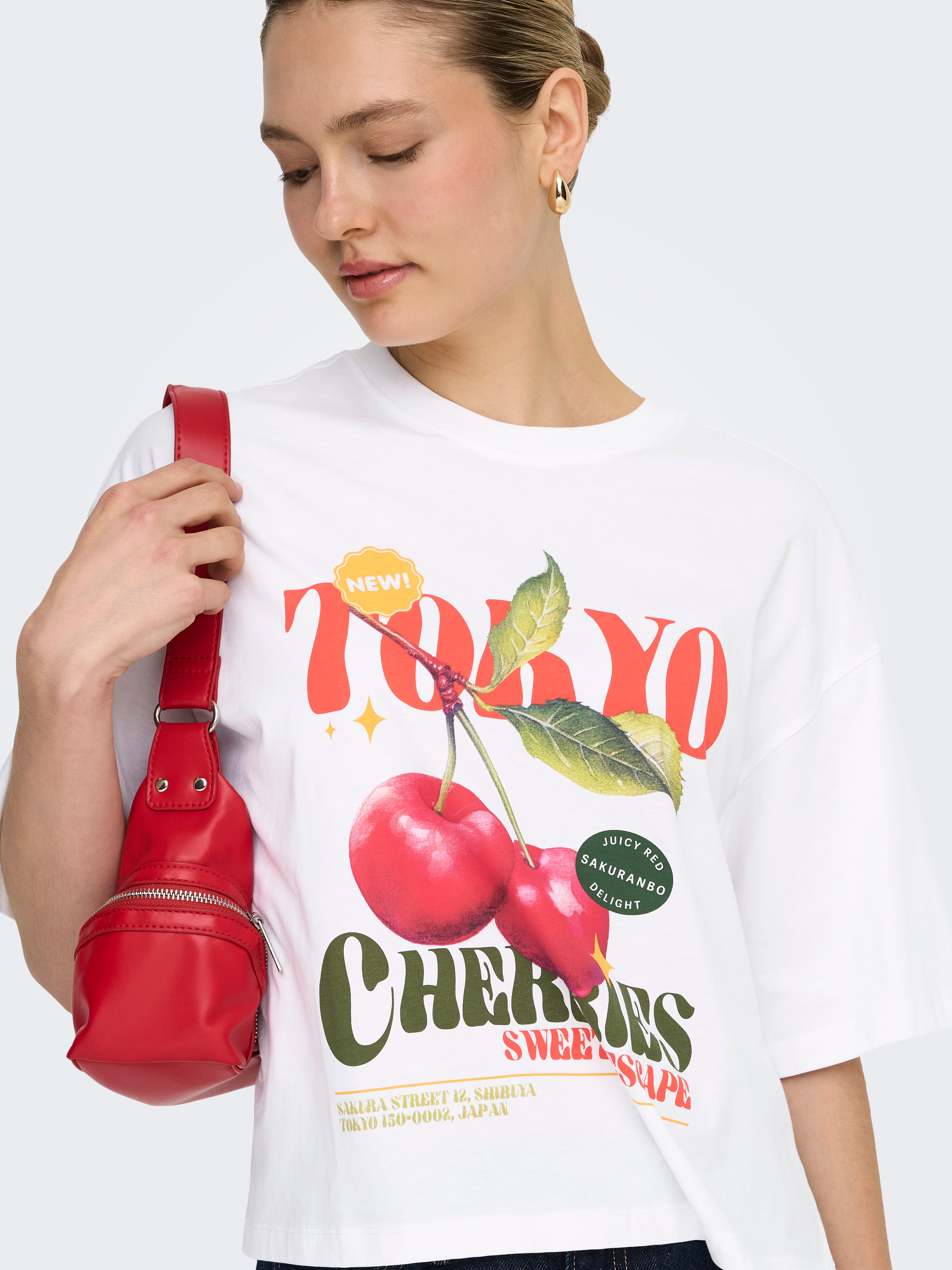 ONLY Basic Teenager T-Shirt Rundhals Kurzarm Extra lang Normal geschnitten Baumwolle