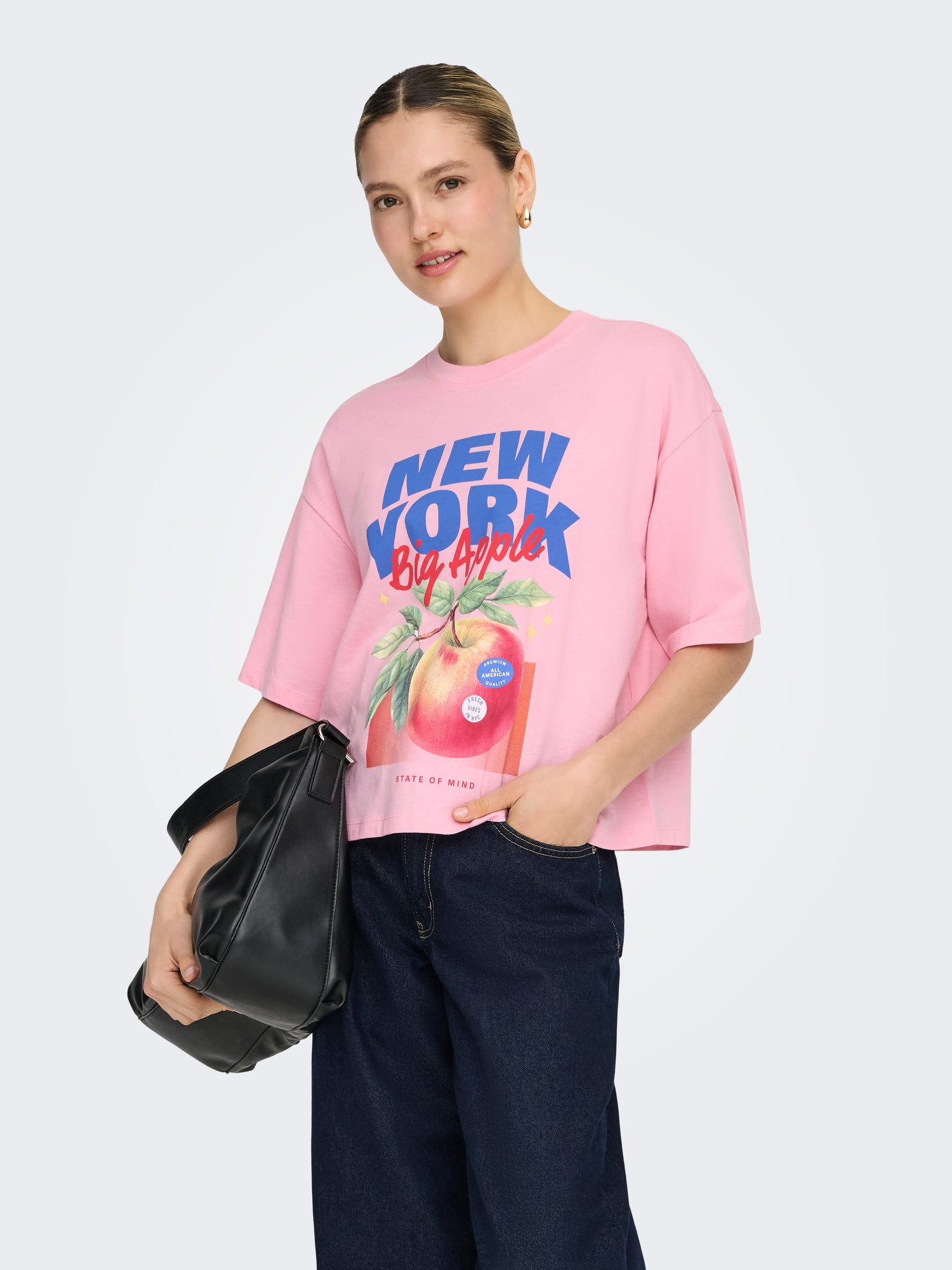 ONLY Basic Teenager T-Shirt Rundhals Kurzarm Extra lang Normal geschnitten Baumwolle