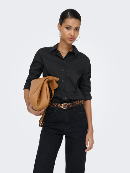 ONLY Bluse Damen Hemd Langarm Knopfleiste Baumwolle Polyester Elasthan