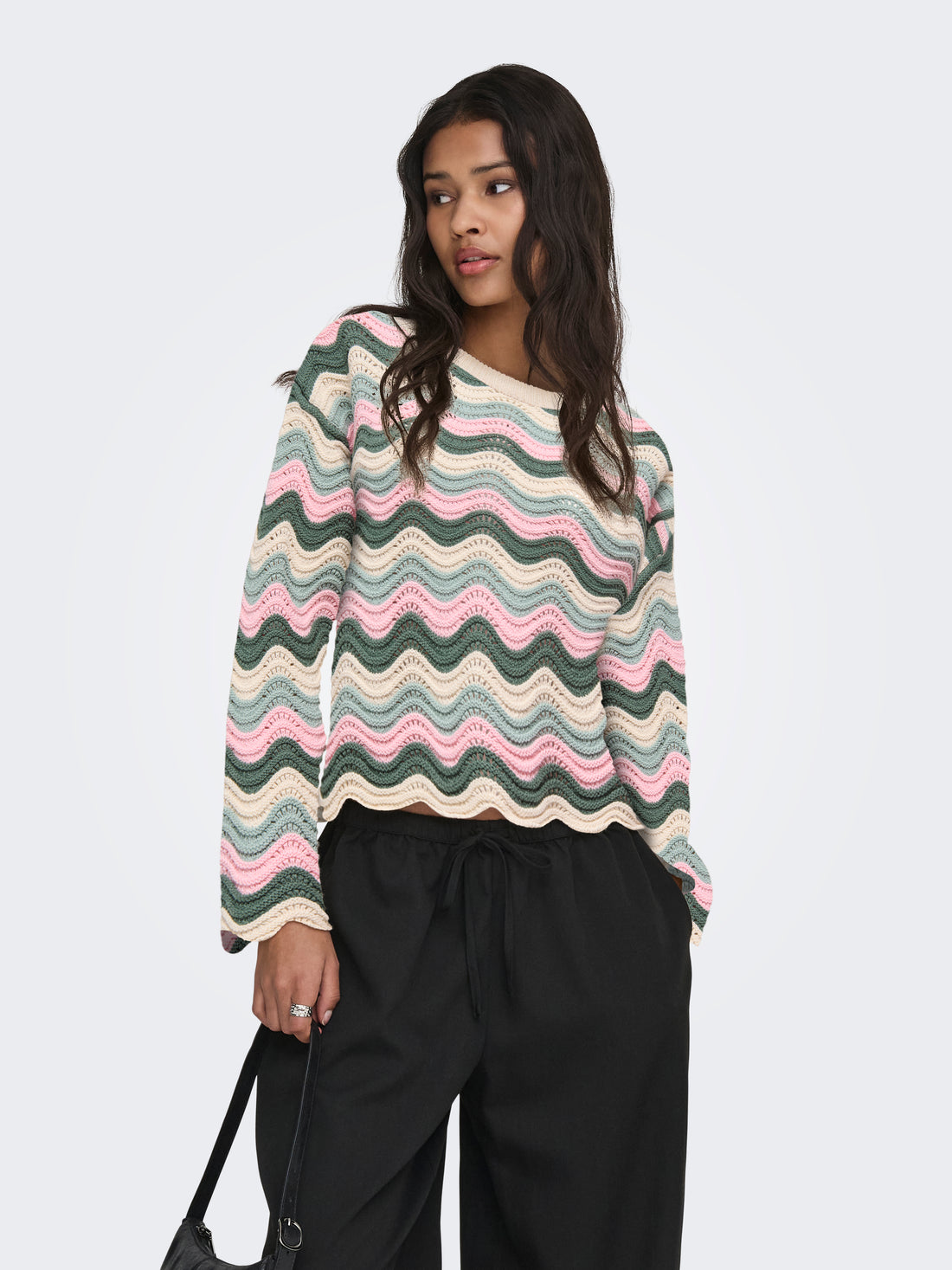 ONLY Strickpullover Damen Langarm Rundhals Normal geschnitten