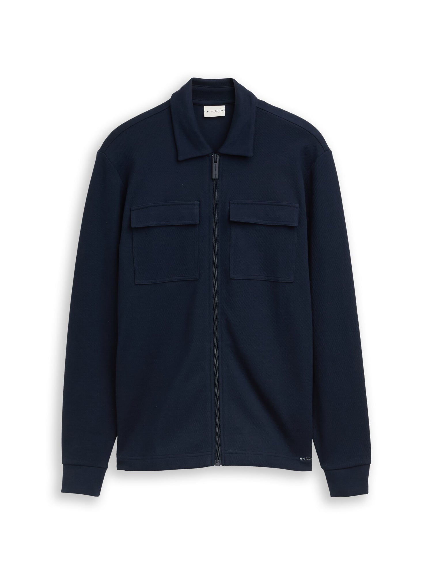 TOM TAILOR Sweatshirtjacke Herren Polokragen Ripp-Stoff