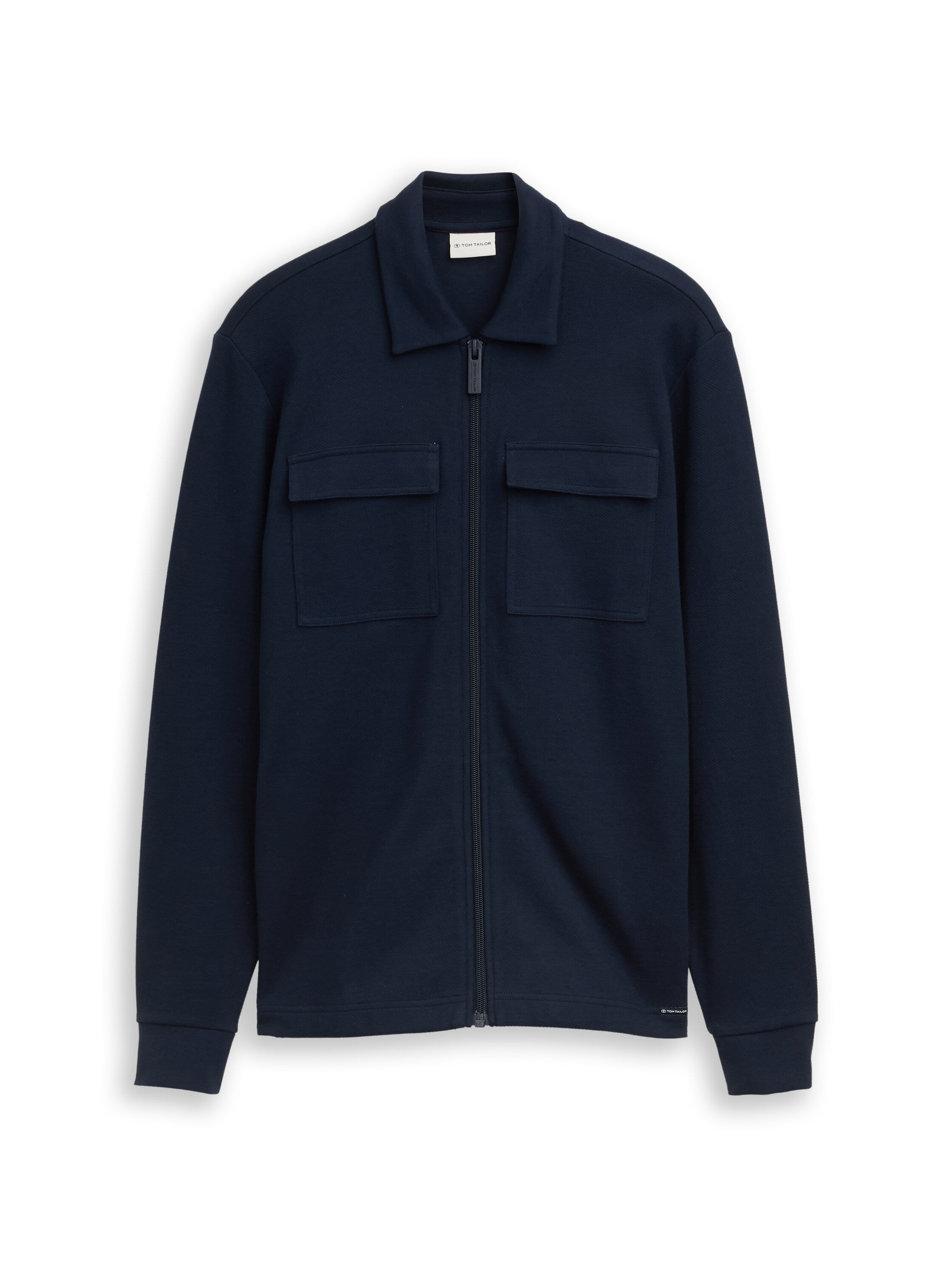 TOM TAILOR Sweatshirtjacke Herren Polokragen Ripp-Stoff