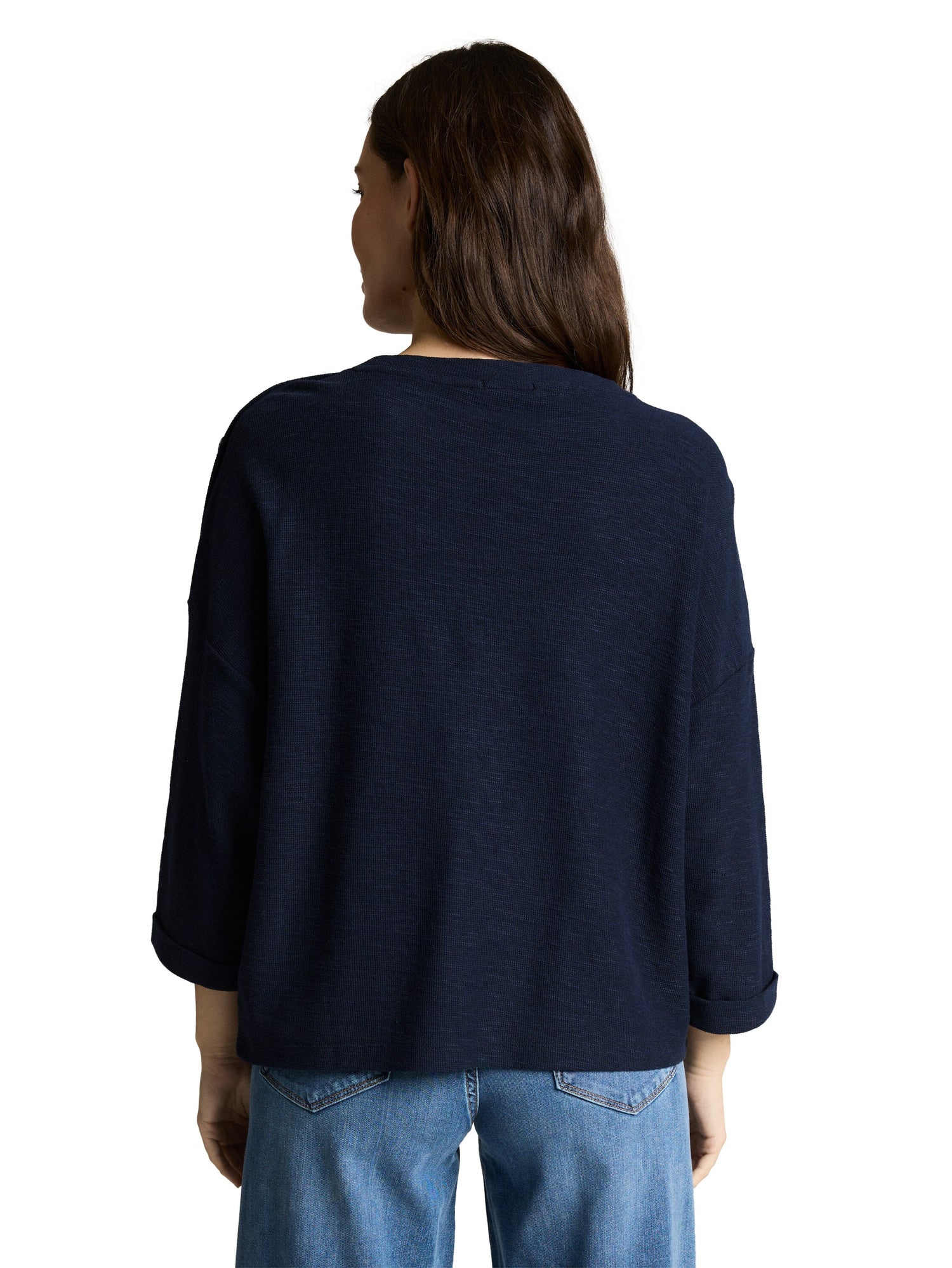 TOM TAILOR Longsleeve Damen 3/4-Arm Jacquard-Stoff